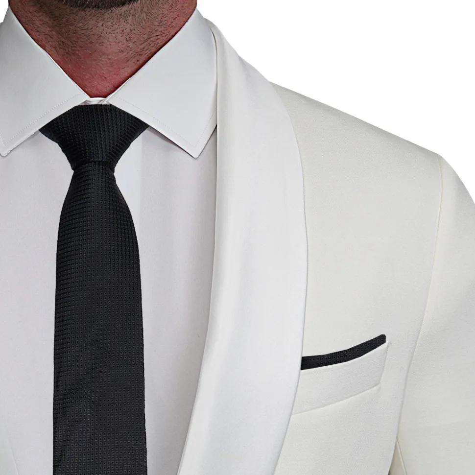 State and Liberty Athletic Fit Stretch Tuxedo Jacket - White with White Shawl Lapel