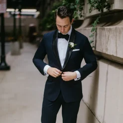 State and Liberty Athletic Fit Stretch Tuxedo Jacket - Navy with Shawl Lapel