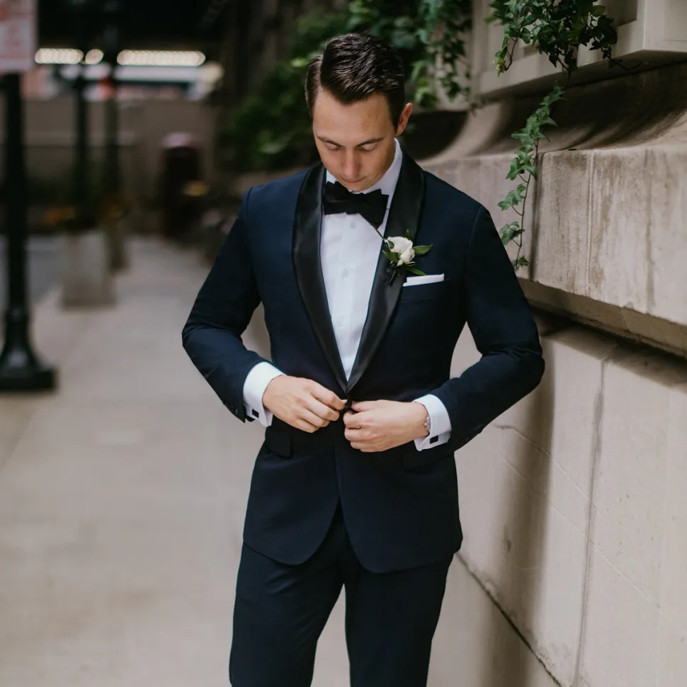 State and Liberty Athletic Fit Stretch Tuxedo Jacket - Navy with Shawl Lapel