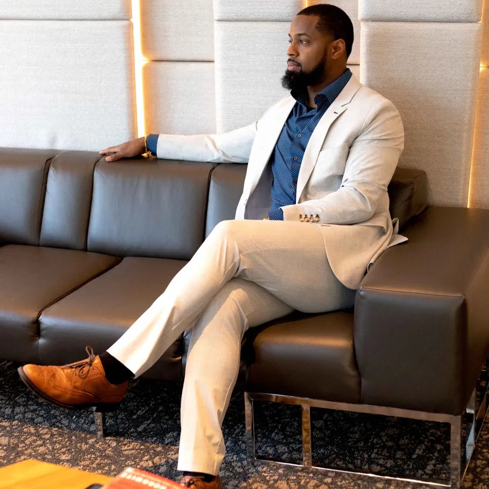 State and Liberty Athletic Fit Suit Pants - Lightweight Heathered Light Grey