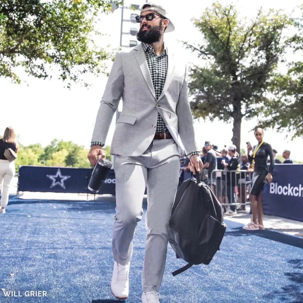 State and Liberty Athletic Fit Suit Pants - Lightweight Heathered Light Grey