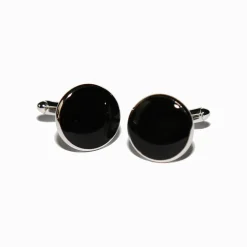 State and Liberty Black Circle Cuff Links