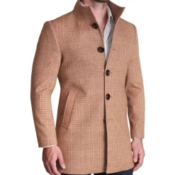 State and Liberty Bronze Plaid Open Button Overcoat
