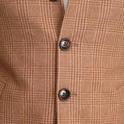 State and Liberty Bronze Plaid Open Button Overcoat