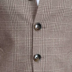 State and Liberty Brown Plaid Open Button Overcoat