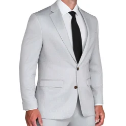 State and Liberty Brushed Tech Stretch Blazer - Light Grey Microcheck