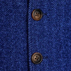 State and Liberty Cobalt Herringbone Open Button Overcoat