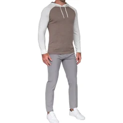 State and Liberty Knit Cotton-Silk Blend Hoodie - White & Brown