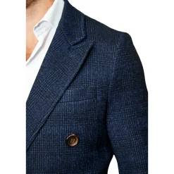 State and Liberty Navy Plaid Double-Breasted Overcoat