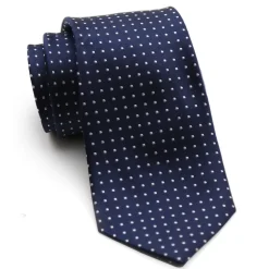 State and Liberty Navy with White Dots Woven Silk Tie