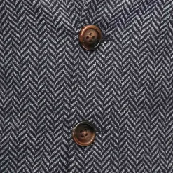 State and Liberty Open Button Overcoat - Navy & Grey Chevron