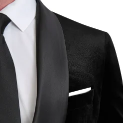 State and Liberty Satin Lapel Tuxedo Jacket - Black Velvet