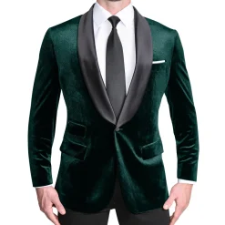State and Liberty Satin Lapel Tuxedo Jacket - Green Velvet