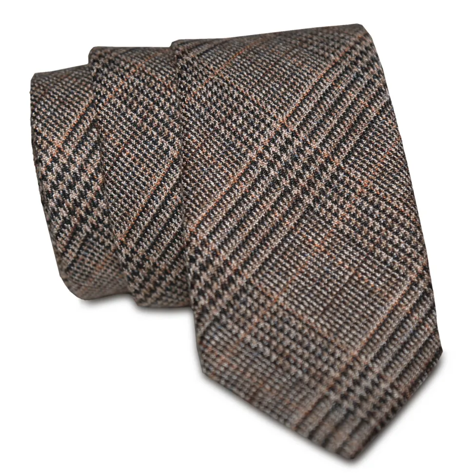 State and Liberty Tan & Black Plaid Tie