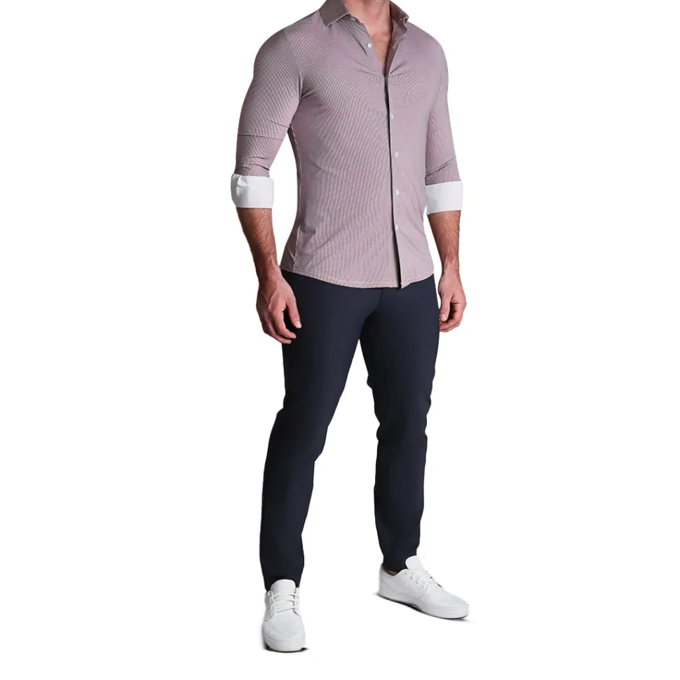 State and Liberty "The Colt" Sport Shirt - Deep Purple Microcheck