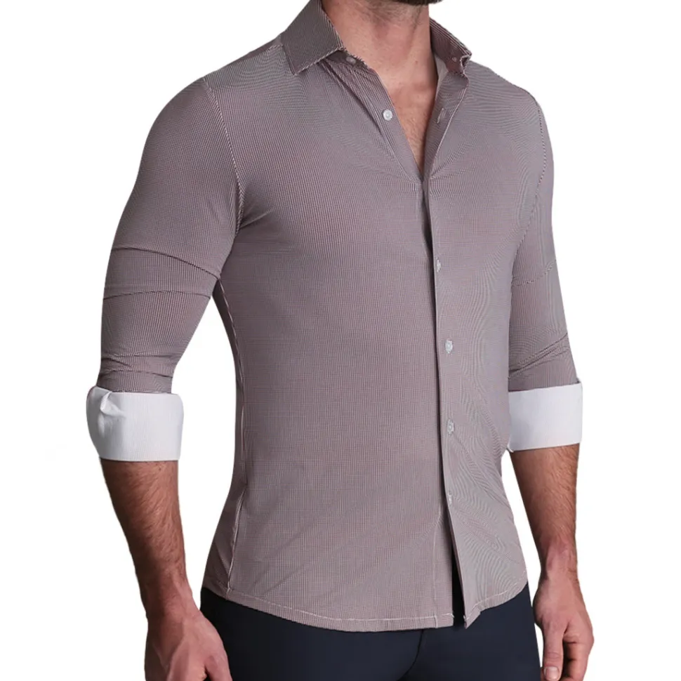 State and Liberty "The Colt" Sport Shirt - Deep Purple Microcheck