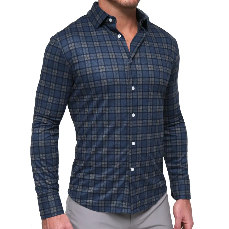State and Liberty "The Gregory" Blue, Tan, & Teal Plaid Button Down