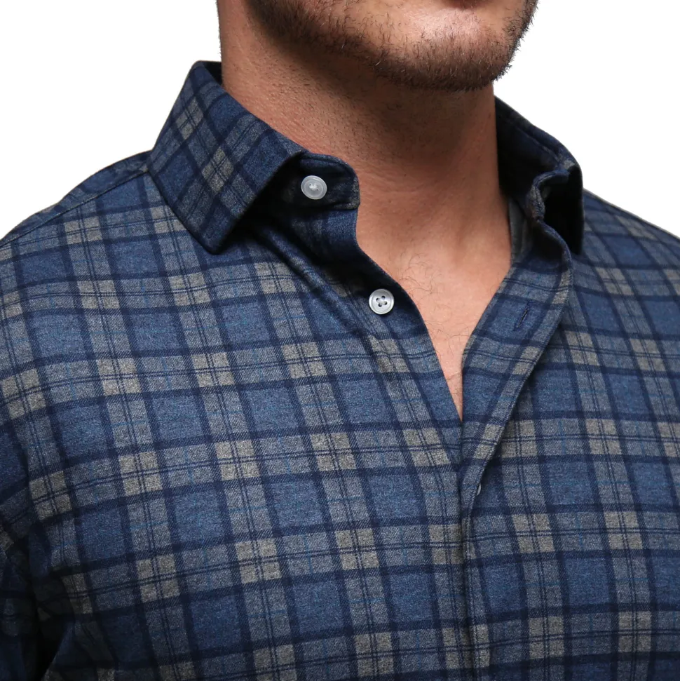 State and Liberty "The Gregory" Blue, Tan, & Teal Plaid Button Down