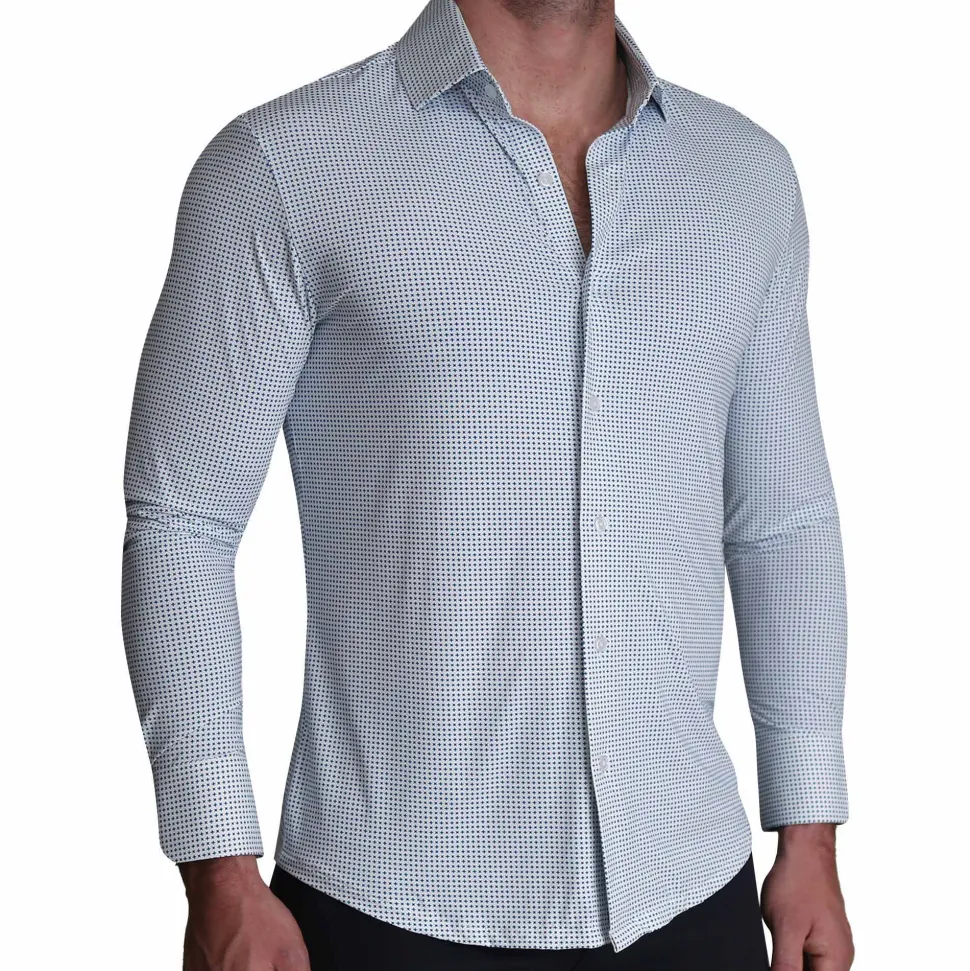 State and Liberty "The Guy" Sport Shirt - Navy & Light Blue Plus Print