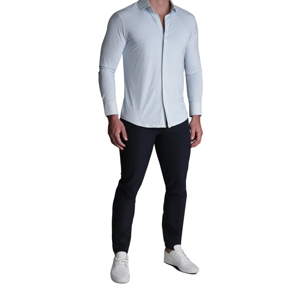 State and Liberty "The Guy" Sport Shirt - Navy & Light Blue Plus Print