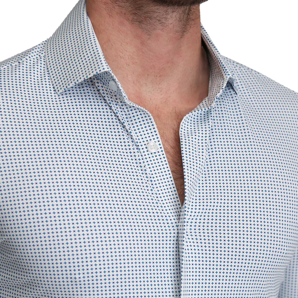 State and Liberty "The Guy" Sport Shirt - Navy & Light Blue Plus Print