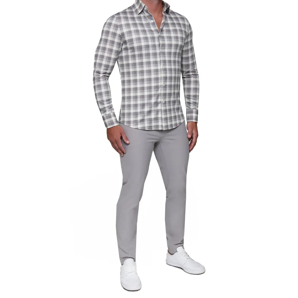State and Liberty "The Holden" Grey Plaid Casual Button Down