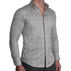 State and Liberty "The Palmer" Brown, Grey, and White Gingham Casual Button Down