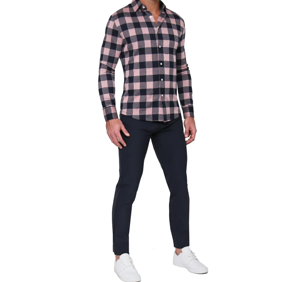 State and Liberty "The Pearson" Pink and Navy Check Casual Button Down