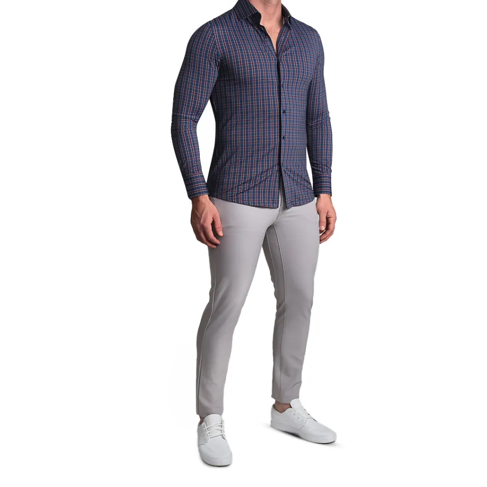 State and Liberty "The Spencer" Sport Shirt - Maroon, Navy, & White Plaid