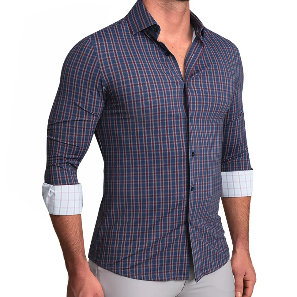State and Liberty "The Spencer" Sport Shirt - Maroon, Navy, & White Plaid