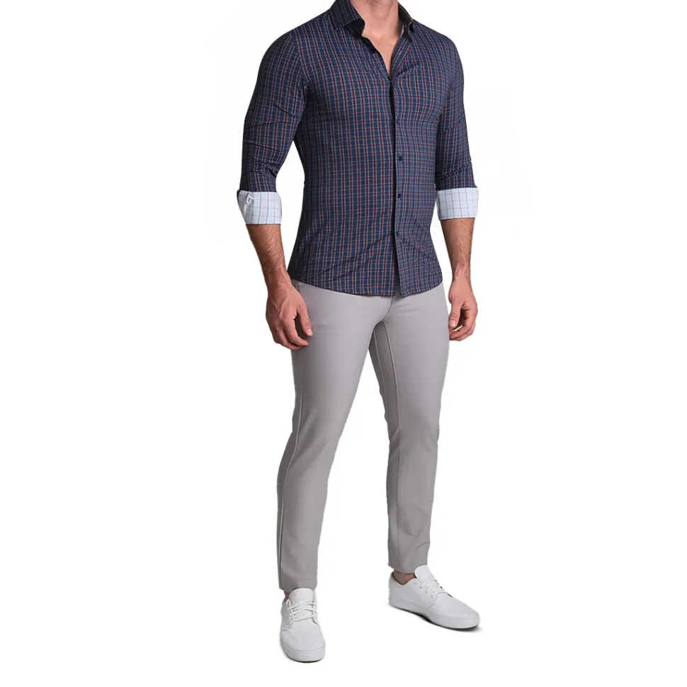 State and Liberty "The Spencer" Sport Shirt - Maroon, Navy, & White Plaid