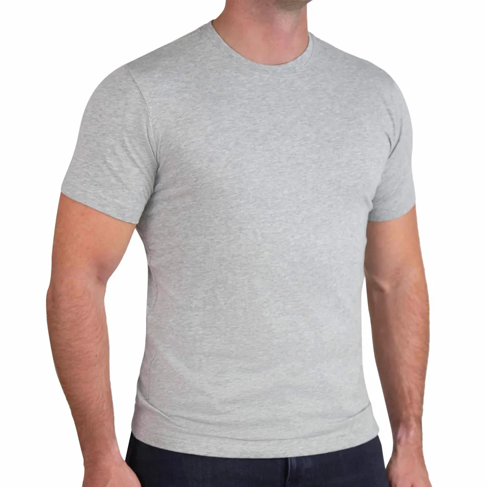 State and Liberty "The Sutton" Heathered Light Grey Short Sleeve Crewneck