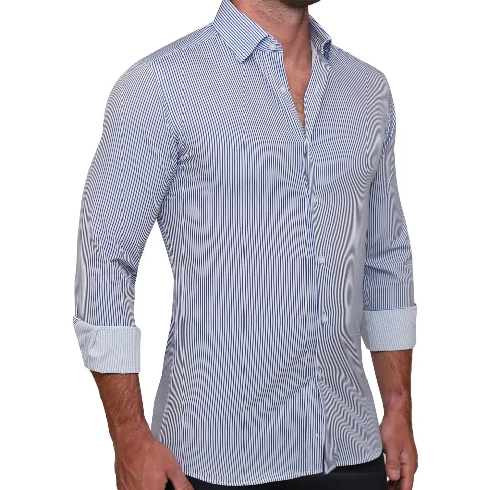 State and Liberty "The Tucker" Mid-Blue Bengal Stripe