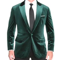 State and Liberty Tuxedo Jacket - Green Velvet with Peak Lapel