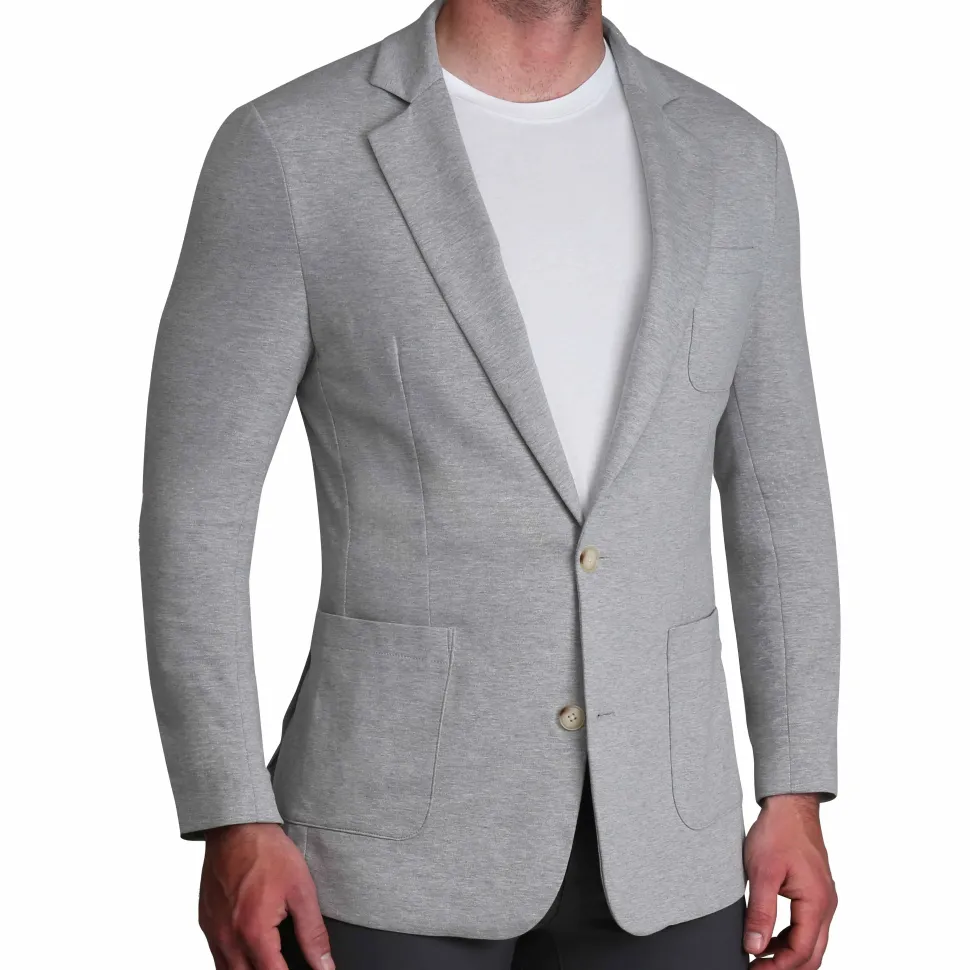 State and Liberty Unstructured Knit Blazer - Heathered Light Grey