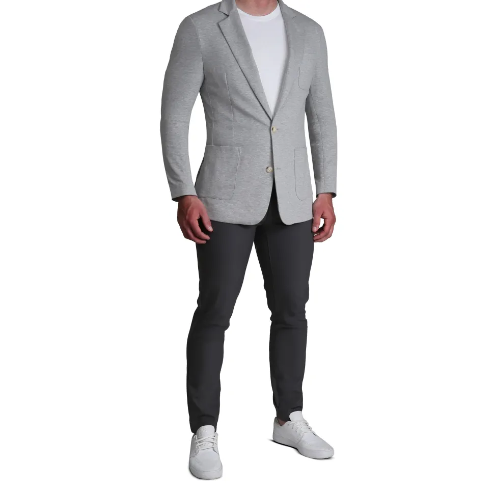 State and Liberty Unstructured Knit Blazer - Heathered Light Grey