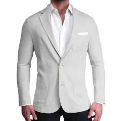 State and Liberty Unstructured Linen Blazer - Light Grey