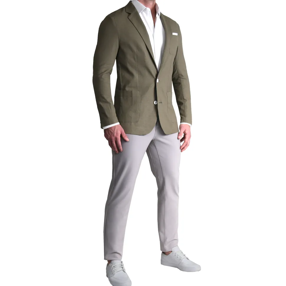 State and Liberty Unstructured Linen Blazer - Dark Olive
