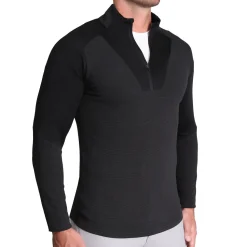 State and Liberty Waffle Knit Quarter Zip - Solid Black